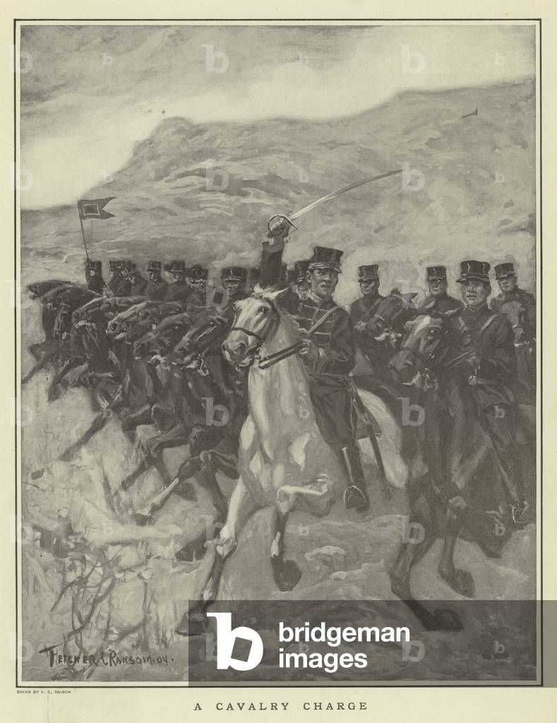 A cavalry charge (litho)