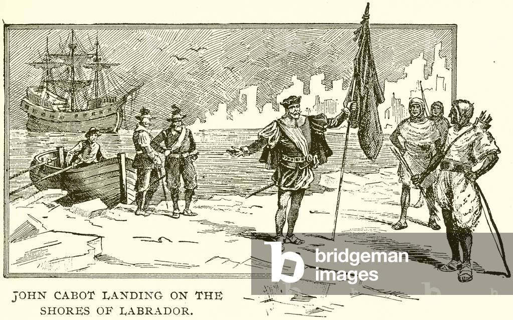 John Cabot landing on the Shores of Labrador (engraving)