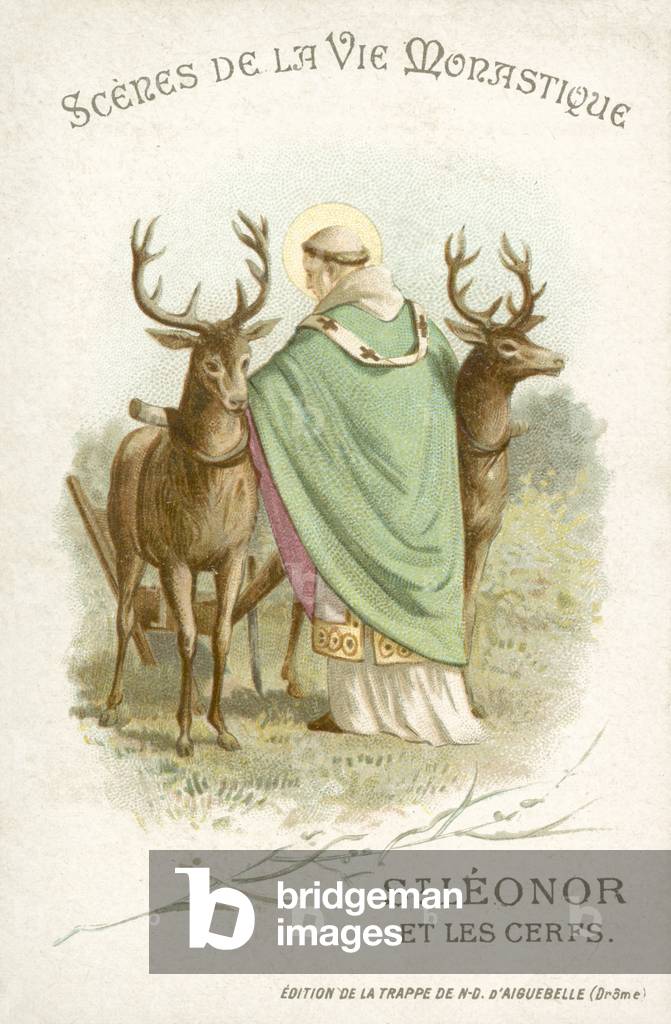 St Leonor and the deer (chromolitho)