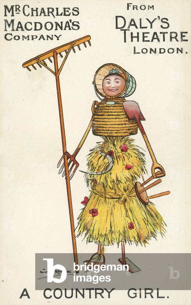 A Country Girl (colour litho)