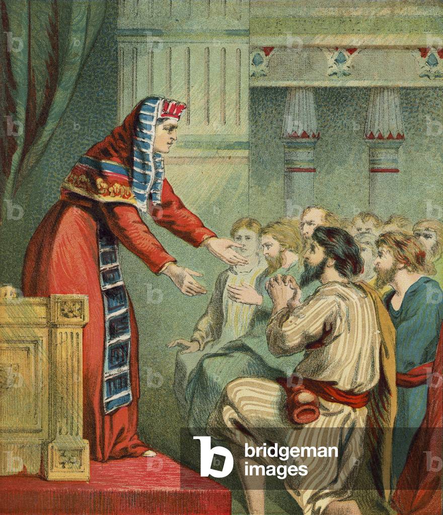 Joseph receiving his brothers in Egypt (chromolitho)