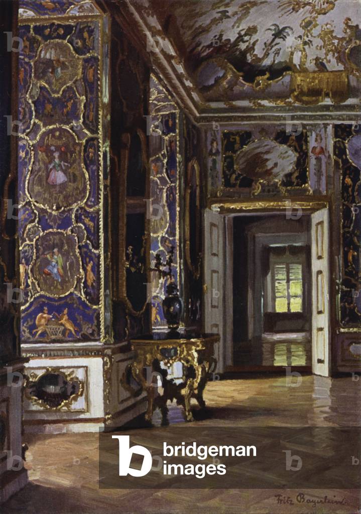 The Cabinet of Mirrors in the Residence, Wurzburg, Plaster decorations by L Bossi, 1740-45 (colour litho)
