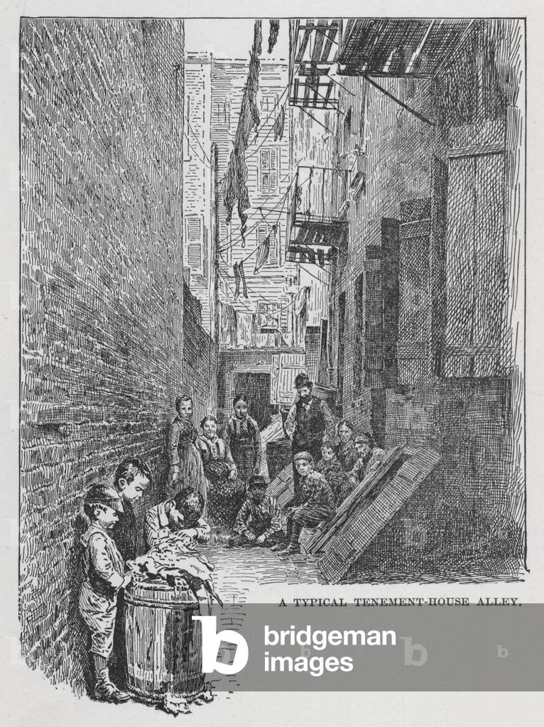 A Typical Tenement-House Alley (litho)