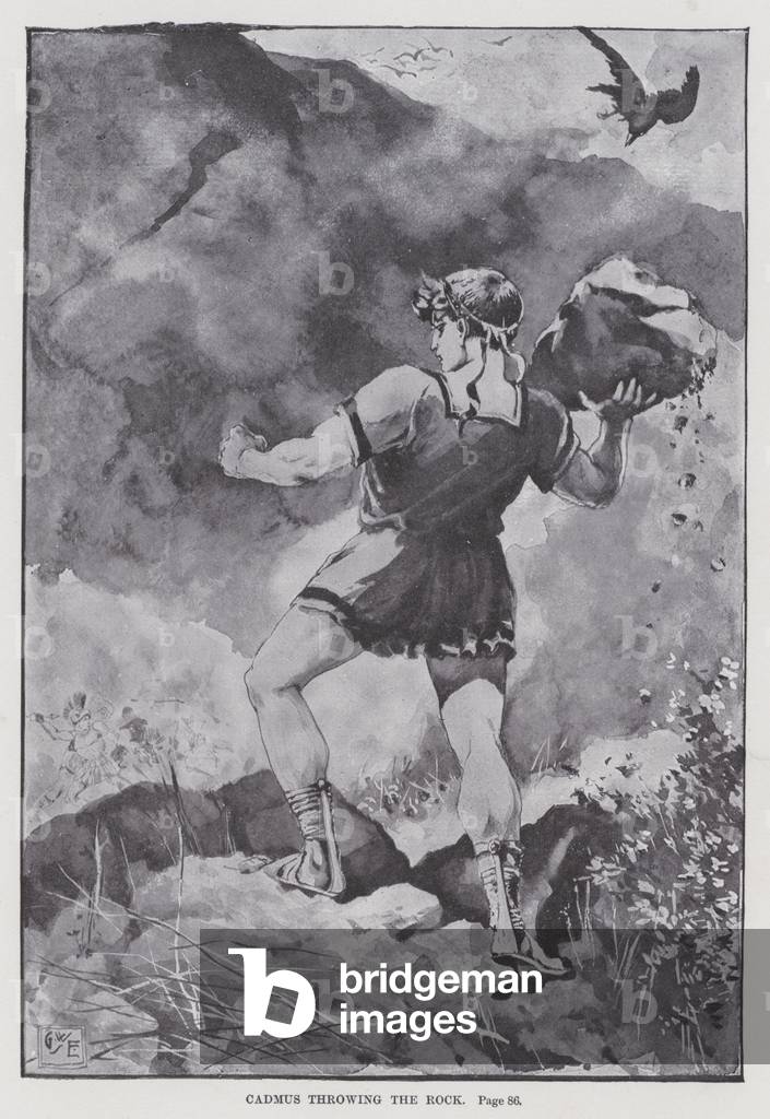 Cadmus throwing the Rock (litho)