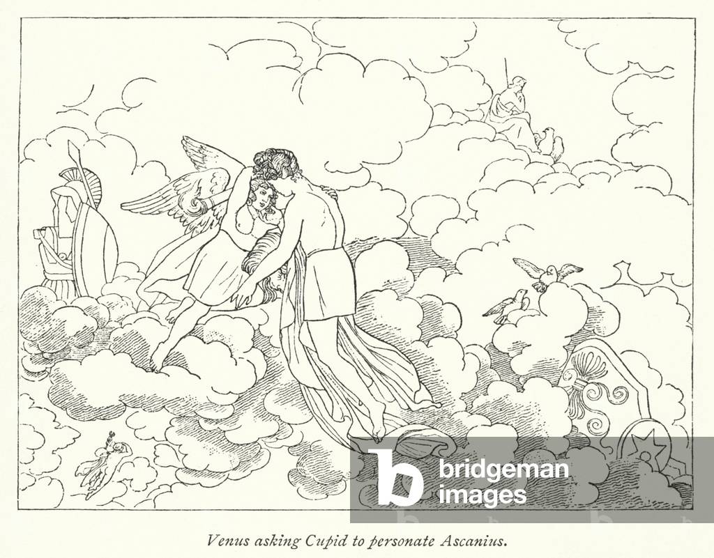 Venus asking Cupid to personate Ascanius (litho)
