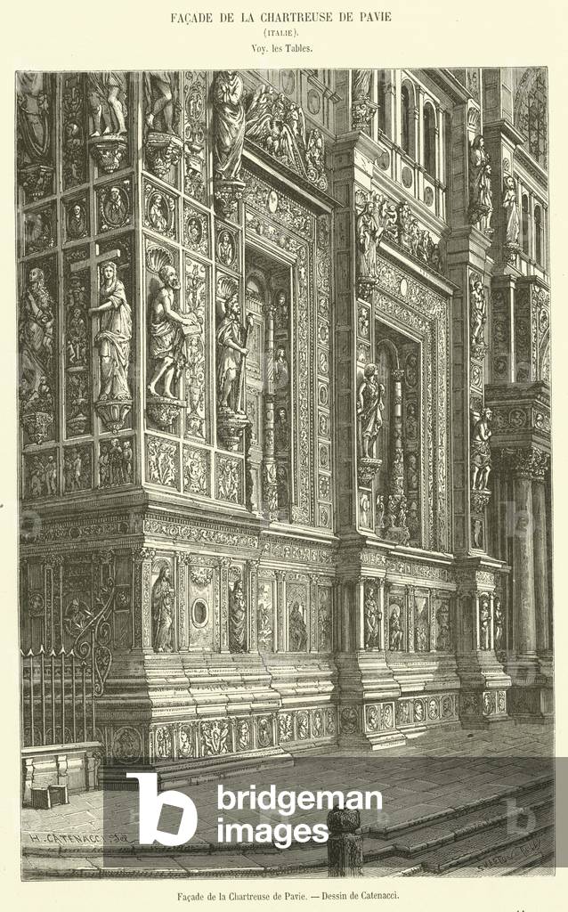 Facade de la Chartreuse de Pavie (engraving)
