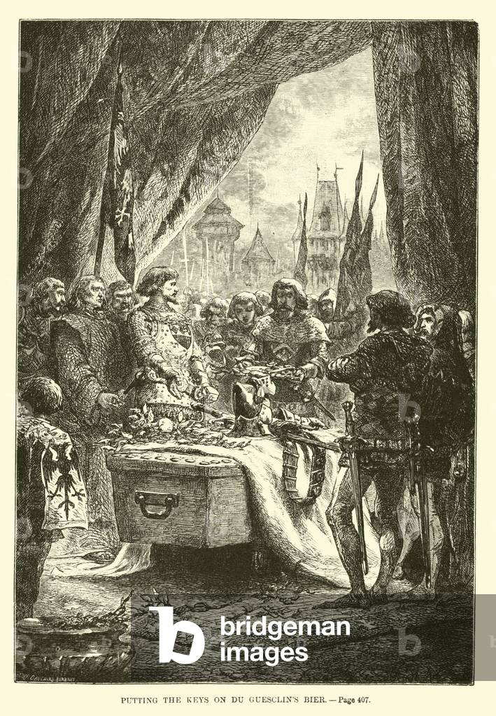 Putting the keys on Du Guesclin's bier (engraving)