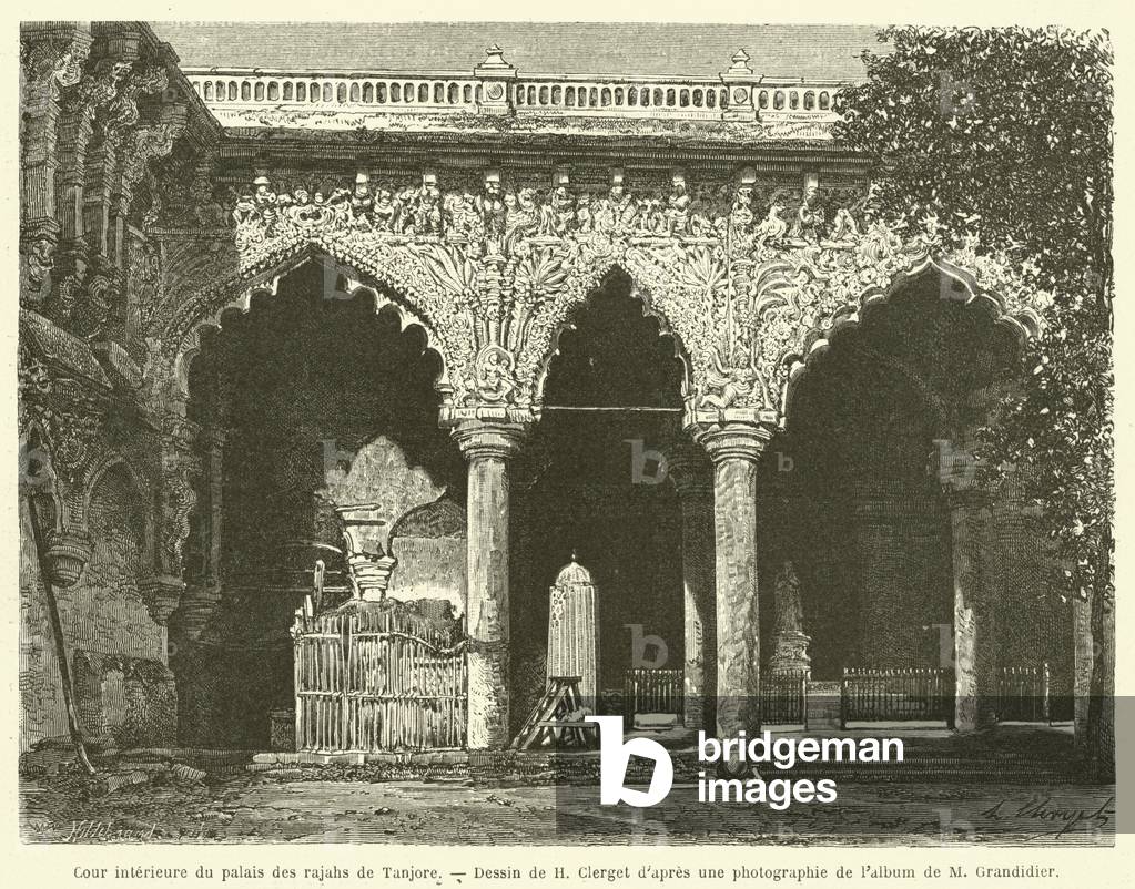 Cour interieure du palais des rajahs de Tanjore (engraving)