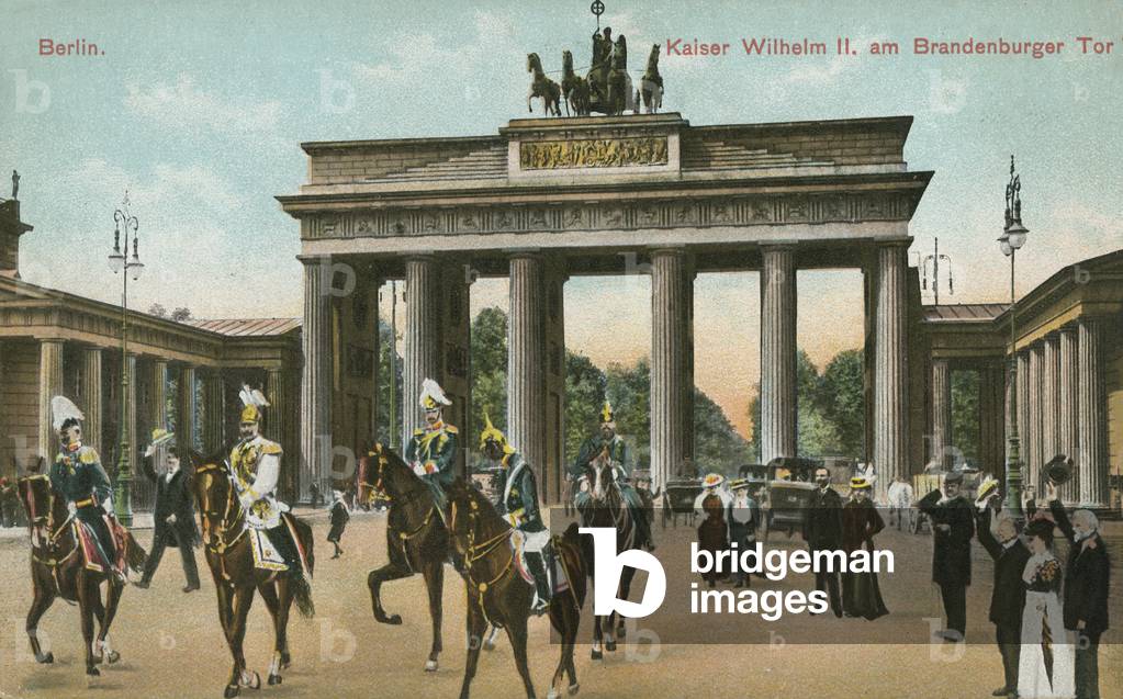 Kaiser Wilhelm II of Germany at the Brandenburg Gate, Berlin (colour photo)