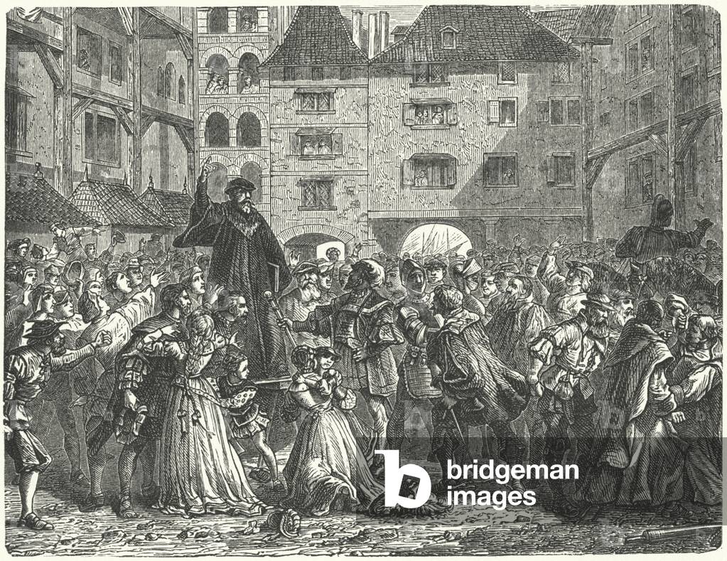 Preacher of the Reformation in Switzerland, 16th Century (engraving)