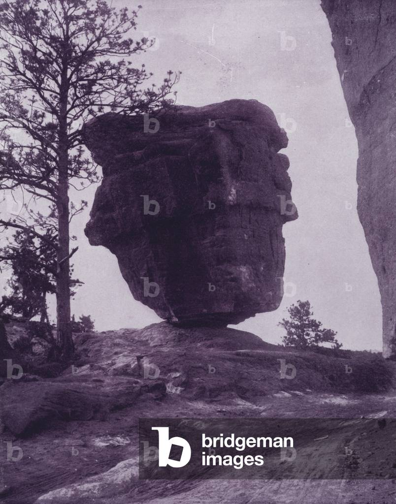 Balanced Rock, in the Garden of the Gods, Colorado (b/w photo)