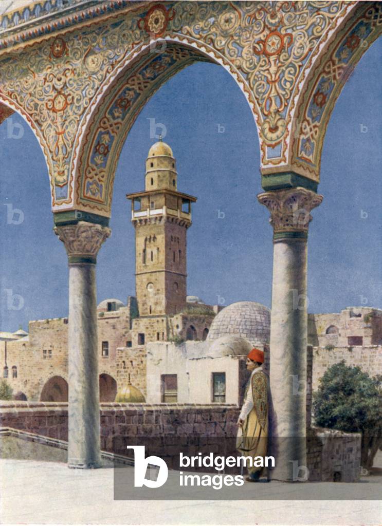 Arab Splendour and Classic Grace on the Haram el Sherif (colour litho)