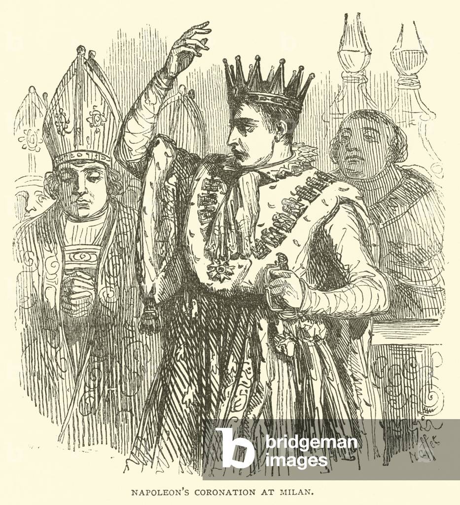 Napoleon's Coronation at Milan, 19th century (engraving)