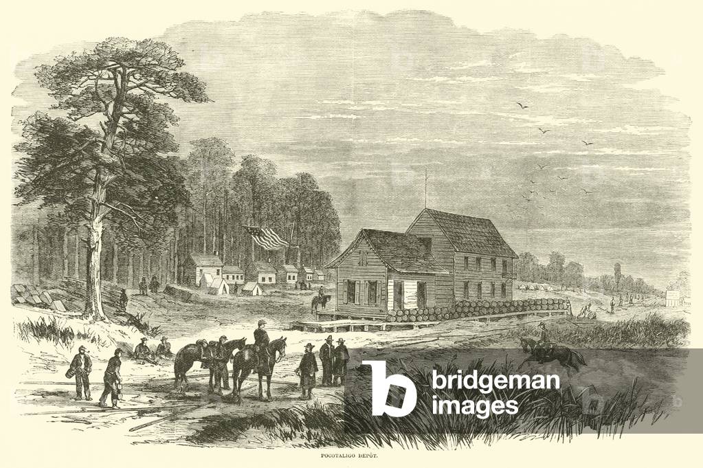 Pocotaligo Depot, January 1865 (engraving)