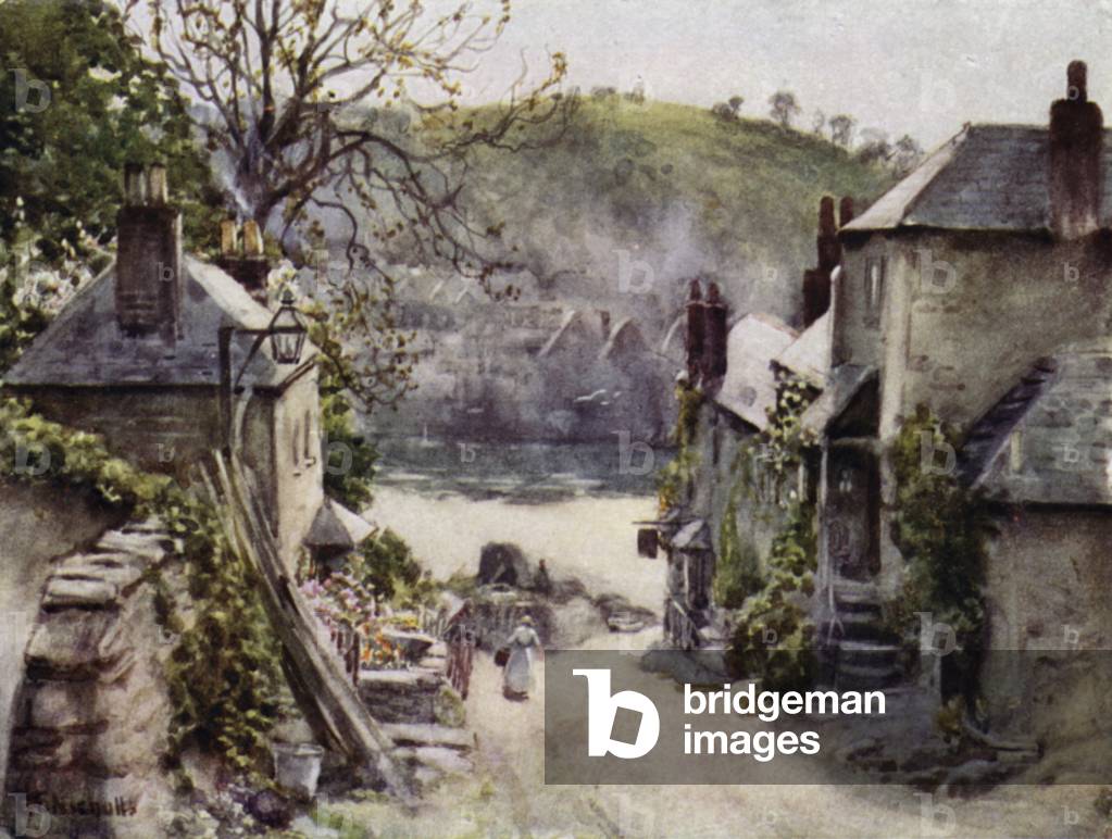 Bodinnick Ferry, Fowey (colour litho)