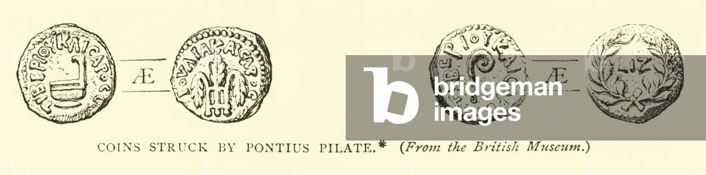 Coins struck by Pontius Pilate (engraving)