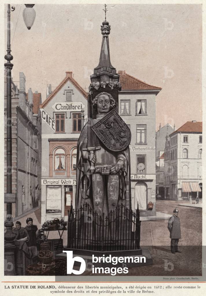 La Statue De Roland (b/w photo)