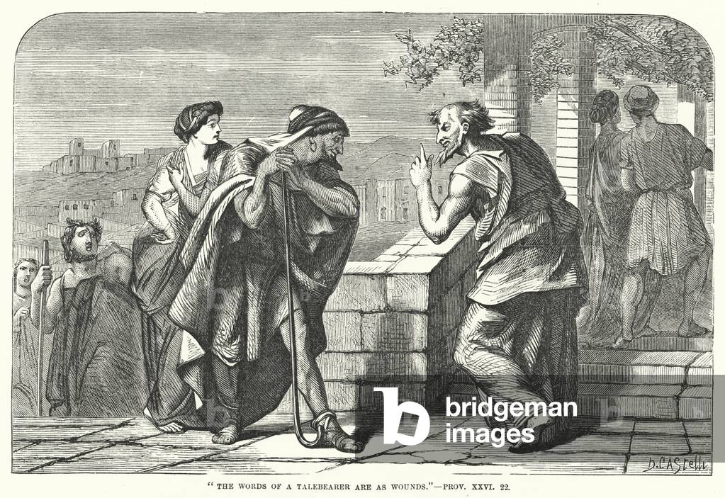 The words of a talebearer are as wounds, Proverbs XXVI, 22 (engraving)