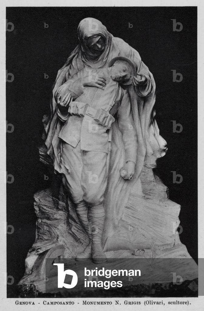 Genova, Camposanto, Monumento N Grigis (b/w photo)