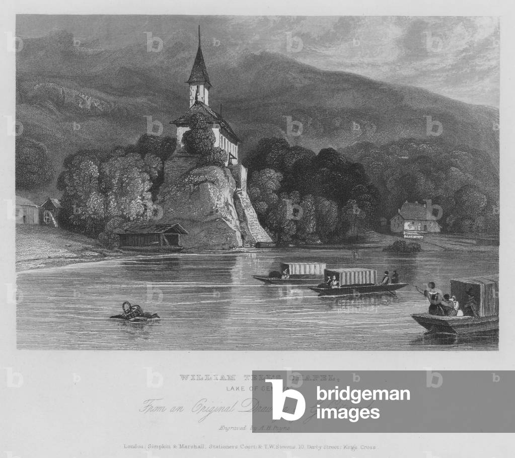 William Tell's Chapel, Lake Geneva, Switzerland (engraving)