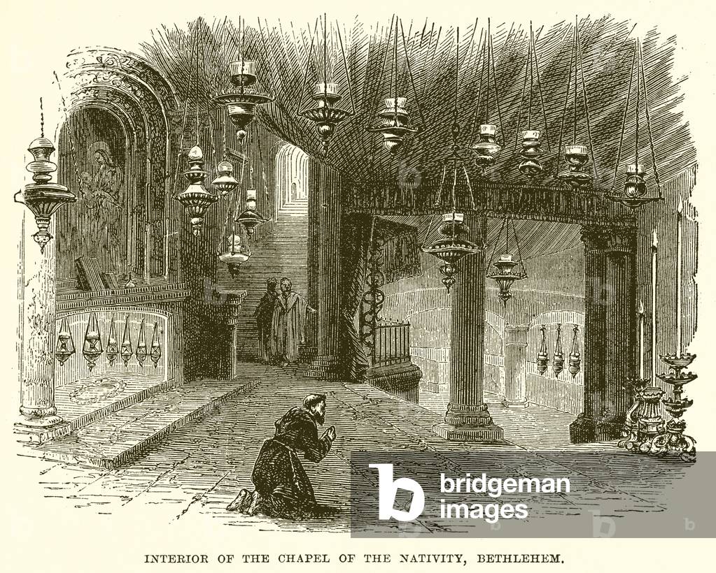 Interior of the Chapel of the Nativity, Bethlehem (engraving)