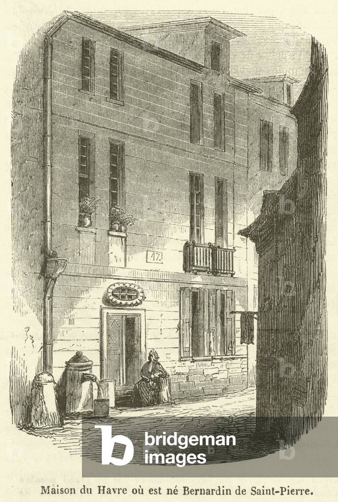 Maison du Havre ou est ne Bernardin de Saint-Pierre (engraving)