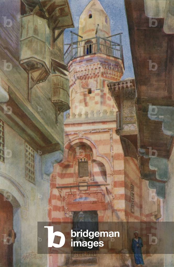 A Side Street in Cairo (colour litho)
