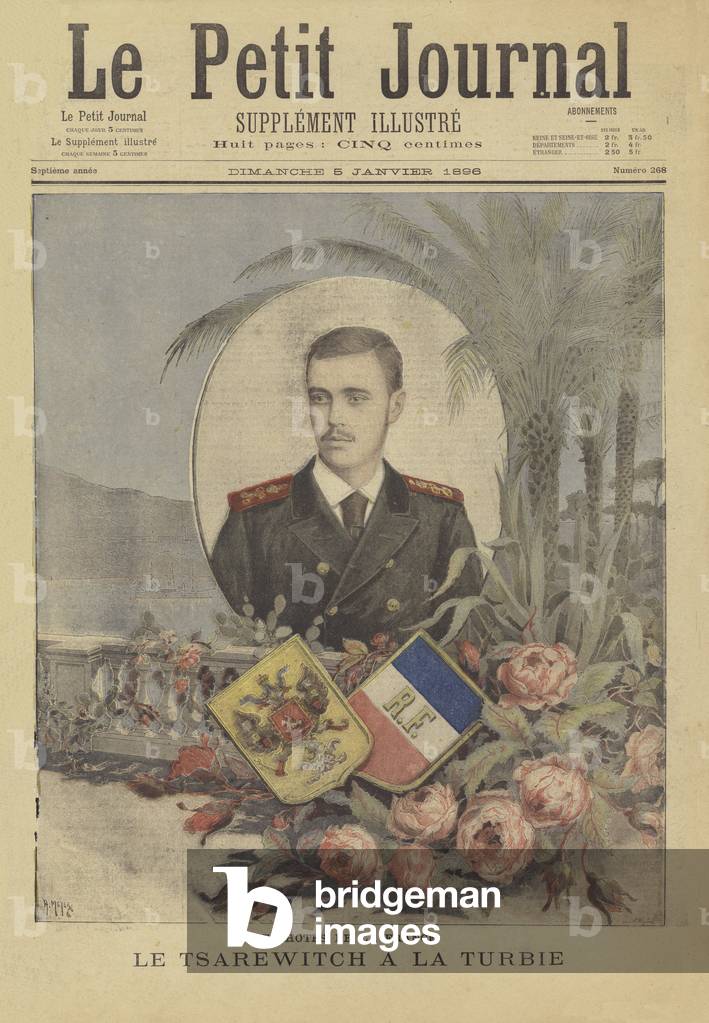 Royal visitors to France: The Russian tsarevich at La Turbie (colour litho)