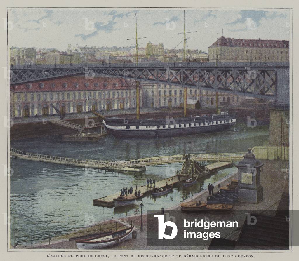 Entrance to the port of Brest, showing the Pont de Recouvrance and the Pont Gueydon (colour photo)