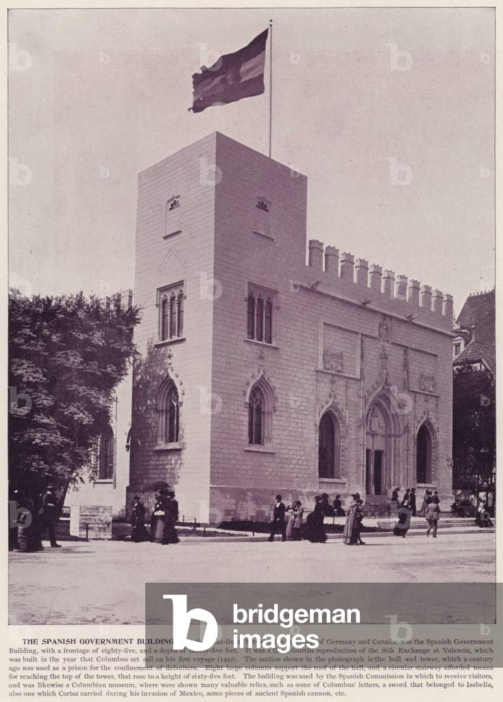 Chicago World's Fair, 1893: The Spanish Government Building (b/w photo)
