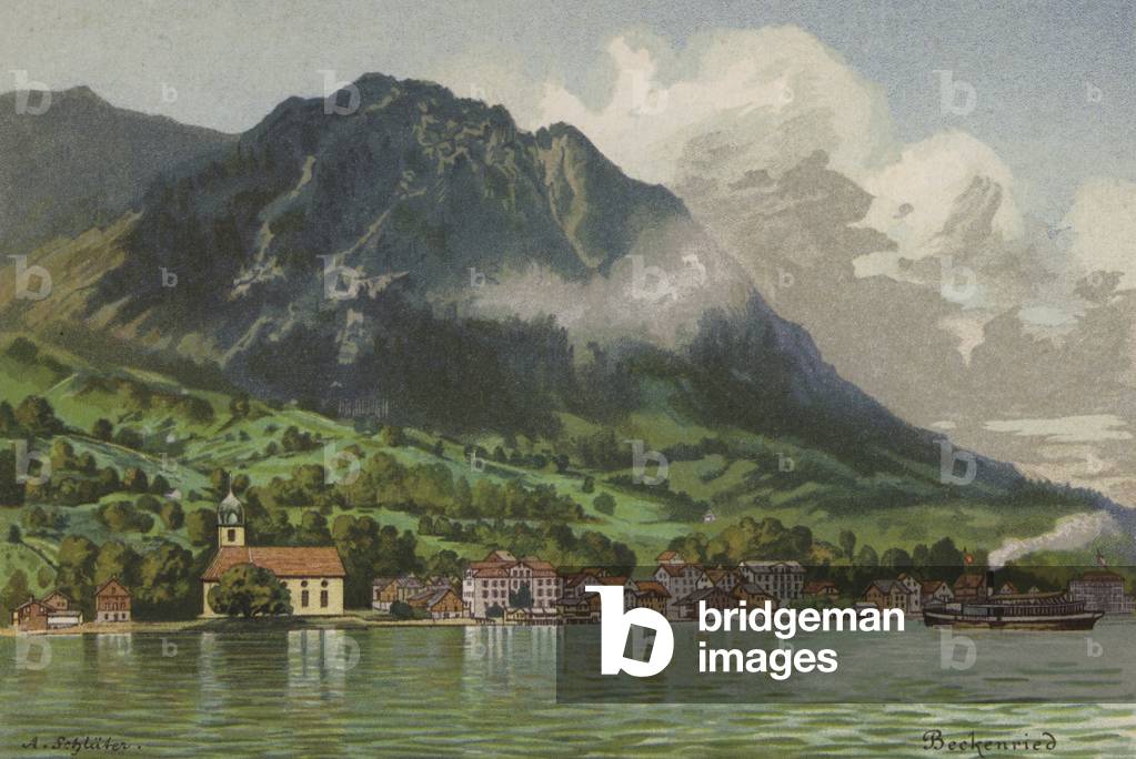 Lake Lucerne: Beckenreid (colour litho)