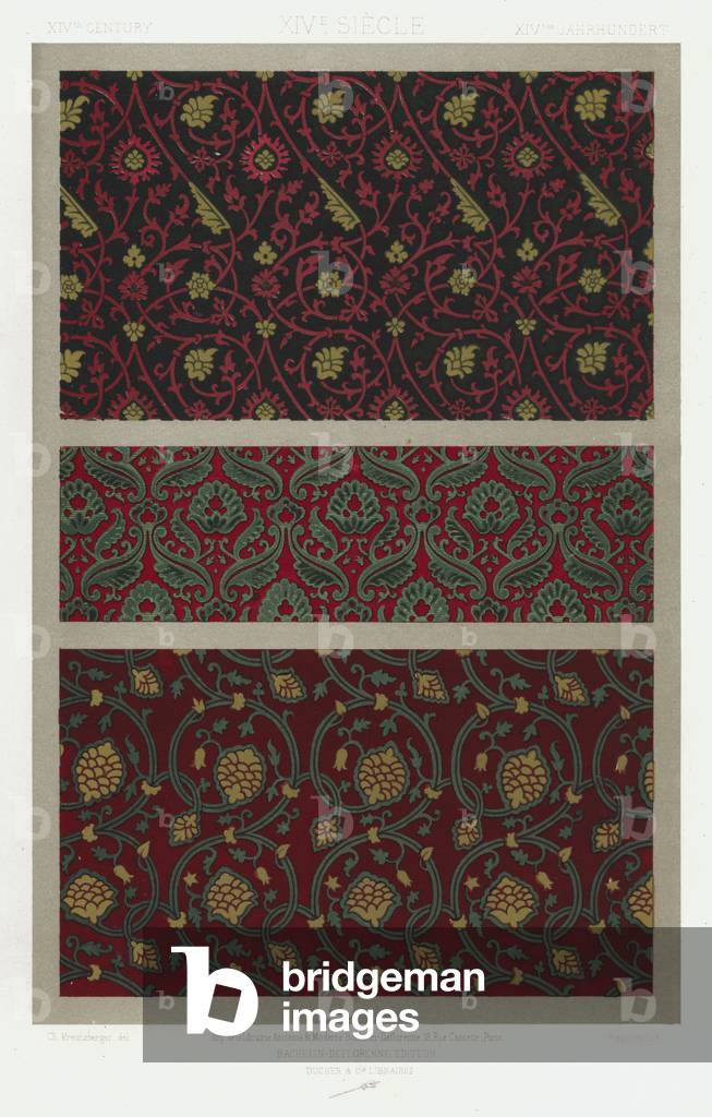 L'Ornement Des Tissus: XIVth Century, XIVe Siecle, XIVtes Jahrhundert (colour litho)