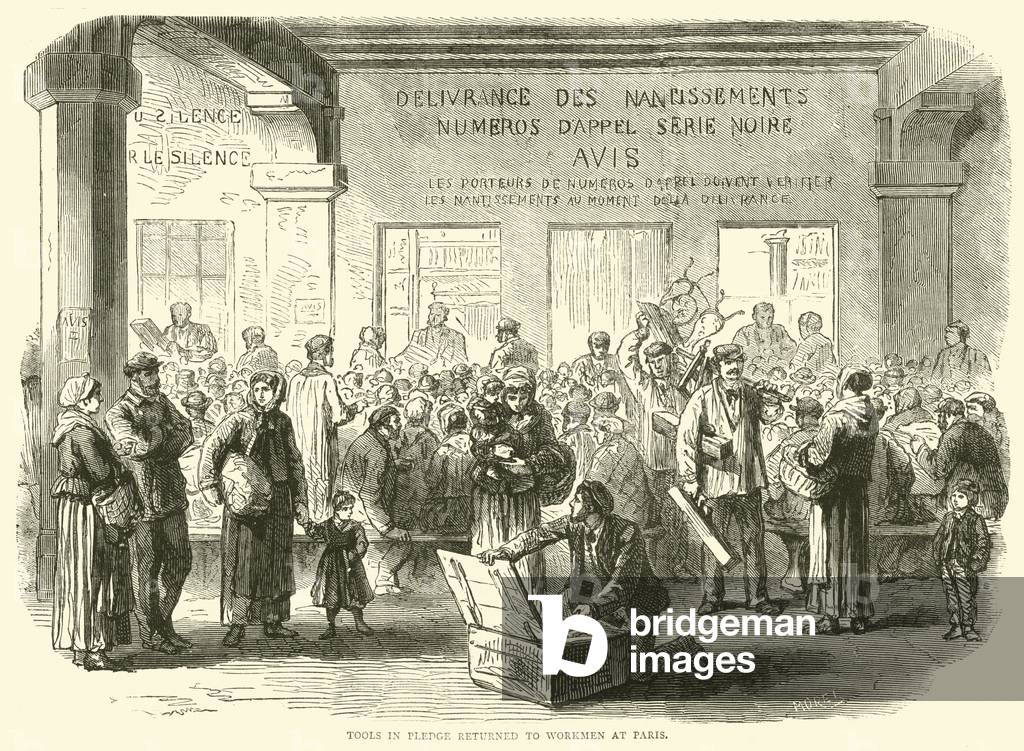 Tools in Pledge returned to workmen at Paris, December 1870 (engraving)