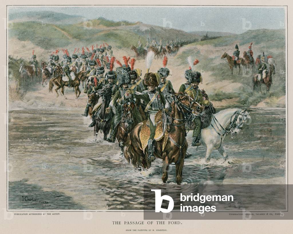 The passage of the ford (colour litho)