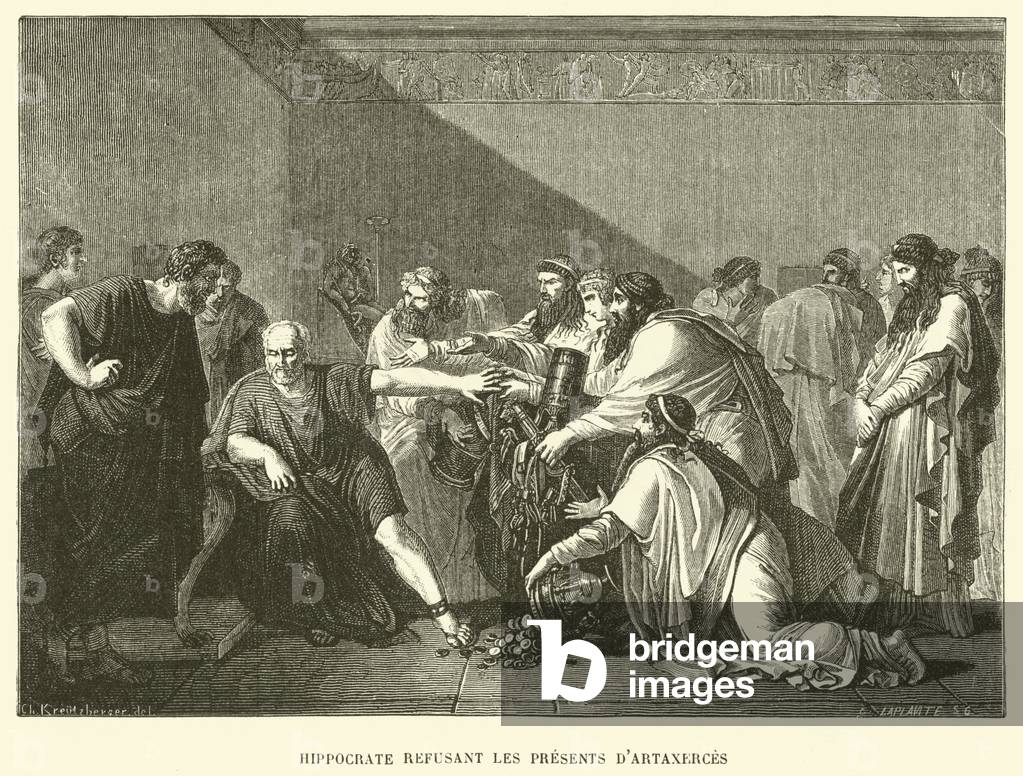 Hippocrates refusing the gifts of Artaxerces (engraving)