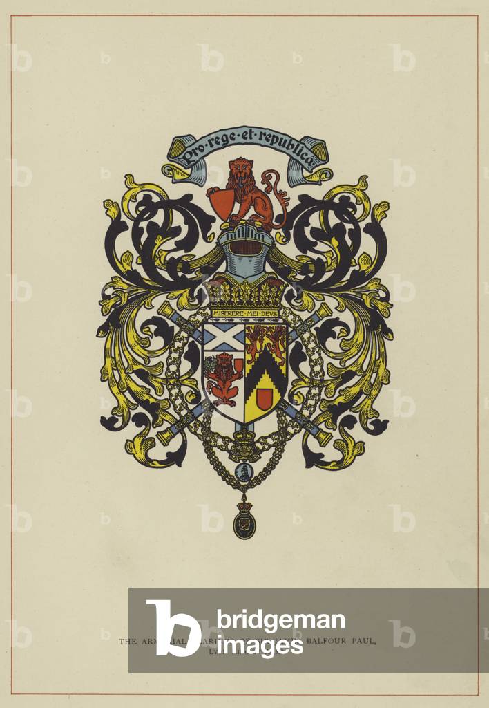 The Armorial Bearings of Sir James Balfour Paul, Lyon King of Arms (colour litho)