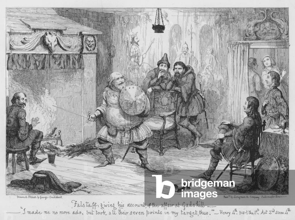 Falstaff giving his account of the affair at Gadshill (engraving)
