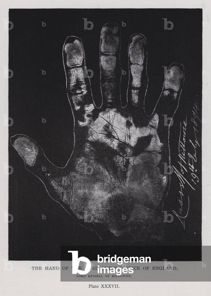 The hand of the Lord Chief Justice of England, Lord Russell of Killowen (b/w photo)
