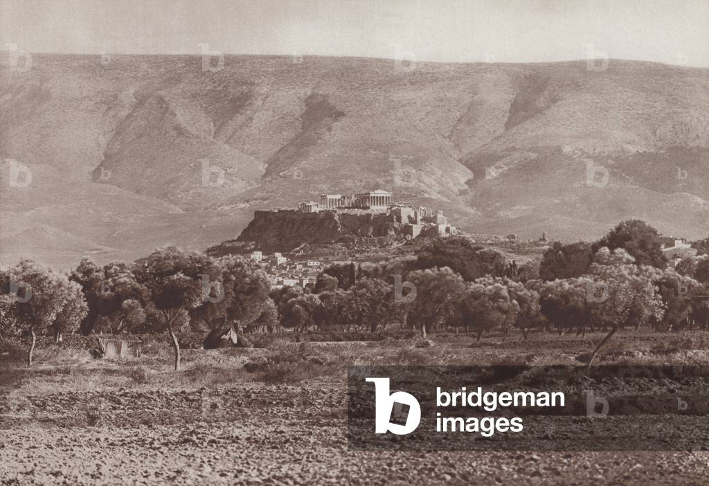 Athens and the Acropolis, Greece (b/w photo)