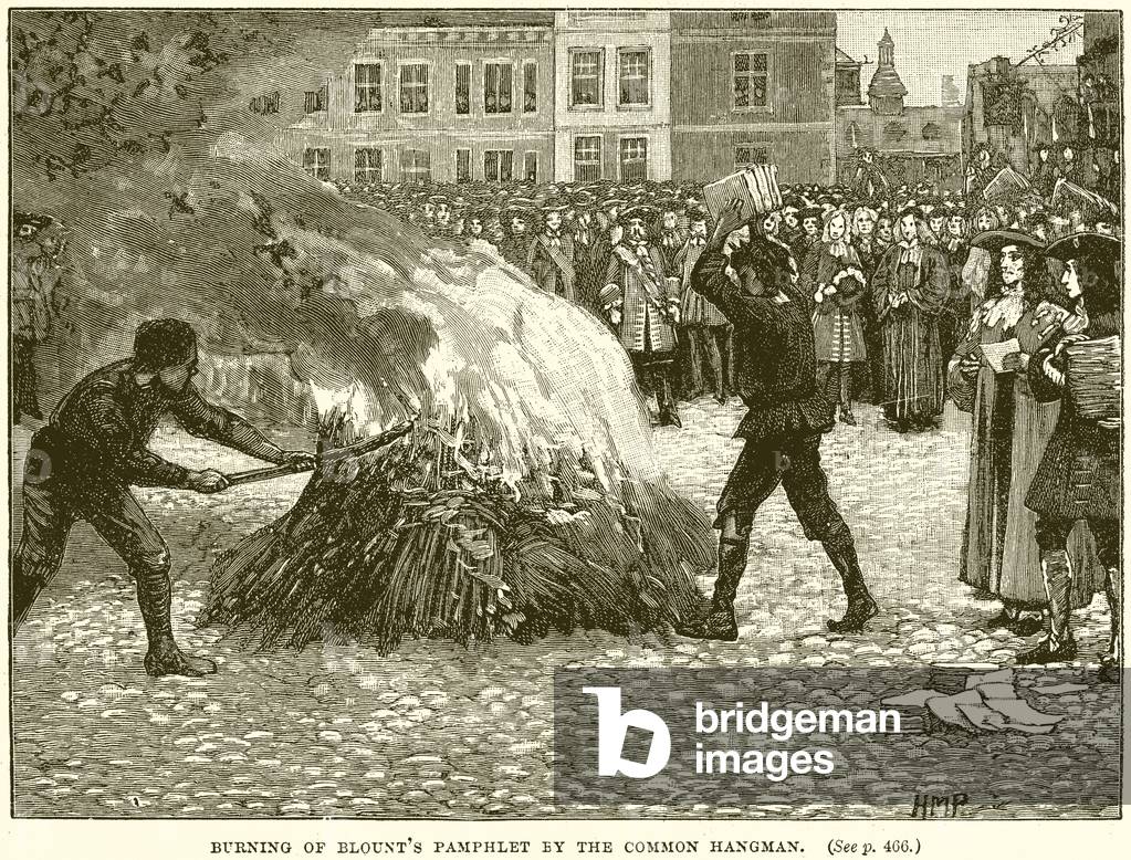 Burning of Blount's Pamphlet by the Common Hangman (engraving)