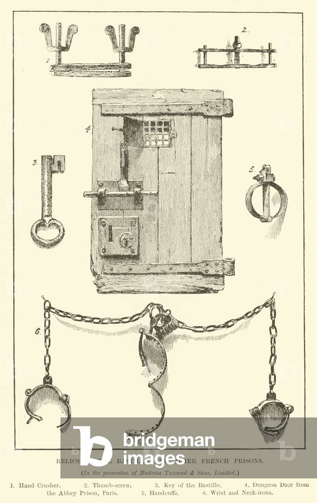 Relics of the Bastille and other French prisons (engraving)