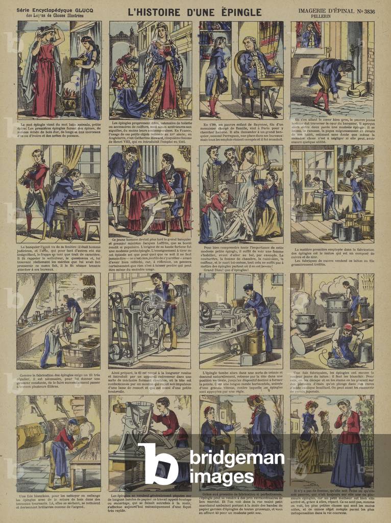 The story of a safety pin  (Epinal print)