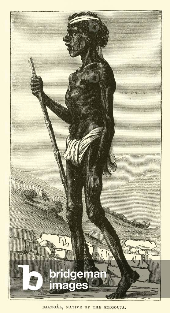 Djangal, native of the Sirgouja (engraving)