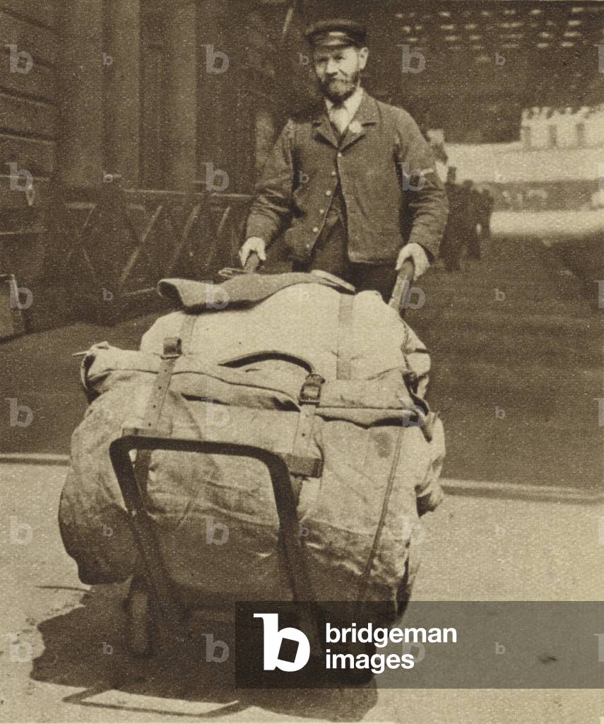 Railway porter (b/w photo)