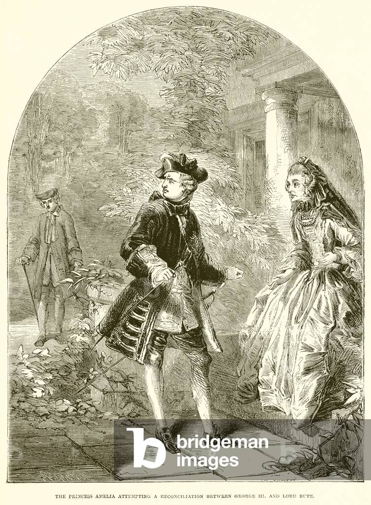 The Princess Amelia attempting a reconciliation between George III. and Lord Bute (engraving)