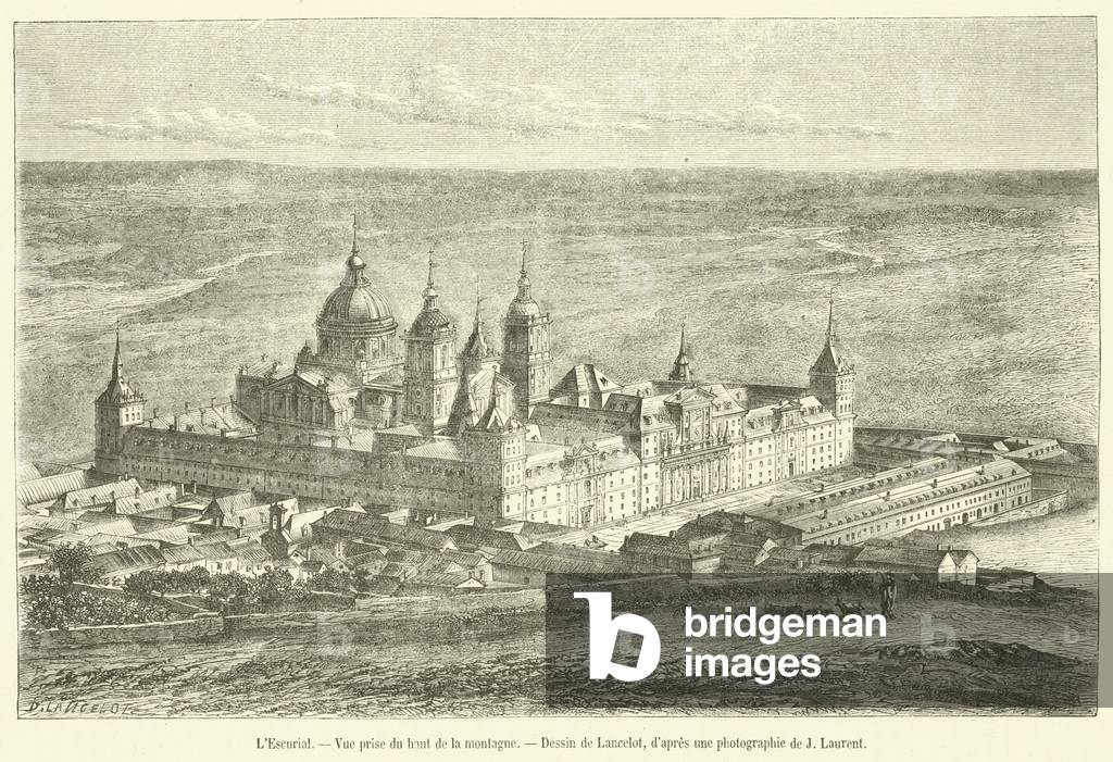 L'Escurial, Vue prise du haut de la montagne (engraving)