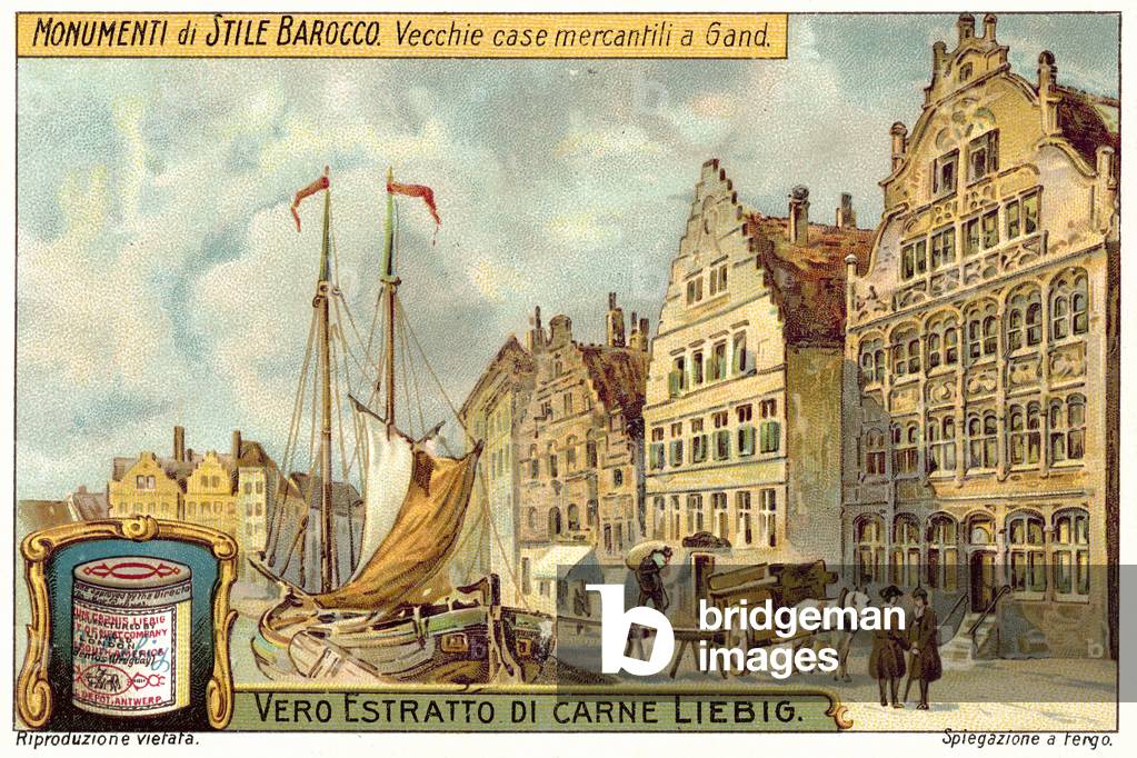Old merchants' houses, Ghent, Belgium (chromolitho)