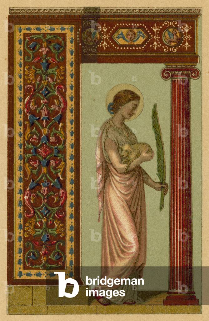 Sta Agnes Virc Et Mart (colour litho)
