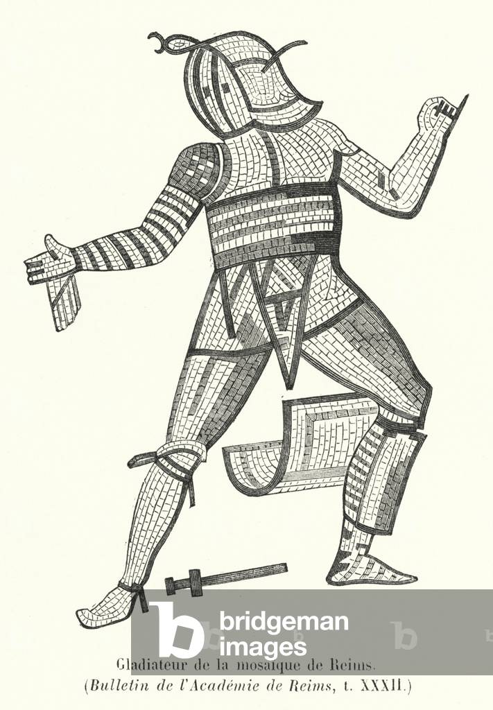 Gladiateur de la mosaique de Reims (engraving)