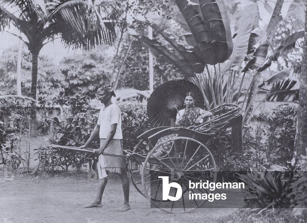Tamil Lady in Rickshaw (b/w photo)